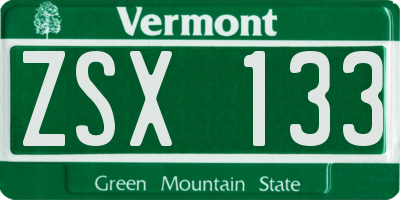 VT license plate ZSX133