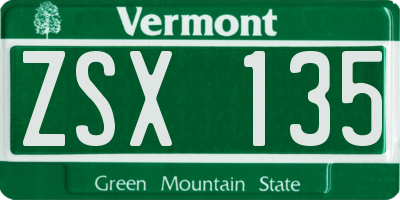VT license plate ZSX135