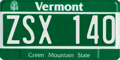 VT license plate ZSX140