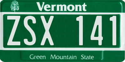 VT license plate ZSX141