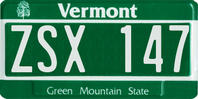 VT license plate ZSX147