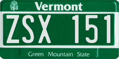 VT license plate ZSX151