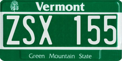 VT license plate ZSX155