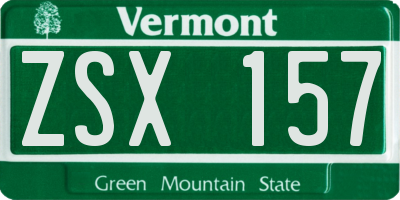 VT license plate ZSX157