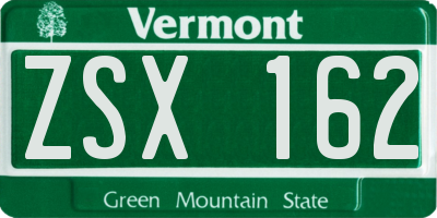 VT license plate ZSX162