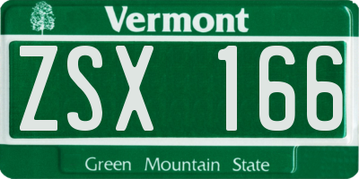 VT license plate ZSX166