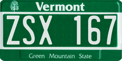 VT license plate ZSX167