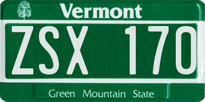 VT license plate ZSX170