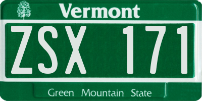 VT license plate ZSX171