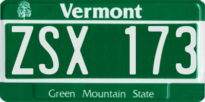 VT license plate ZSX173