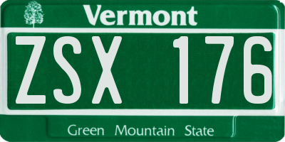 VT license plate ZSX176
