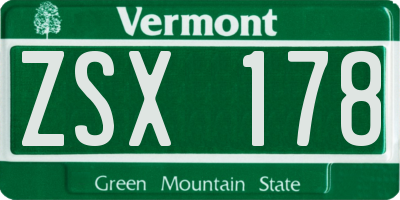 VT license plate ZSX178