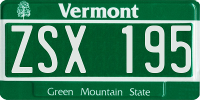VT license plate ZSX195