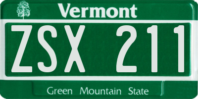VT license plate ZSX211