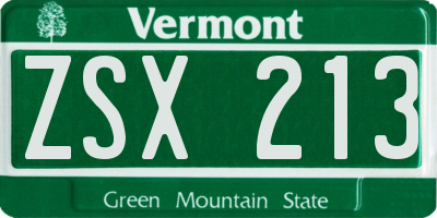 VT license plate ZSX213