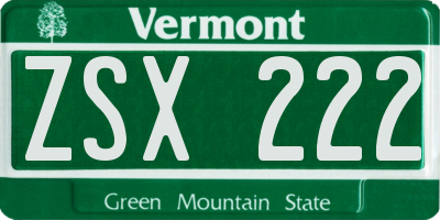 VT license plate ZSX222