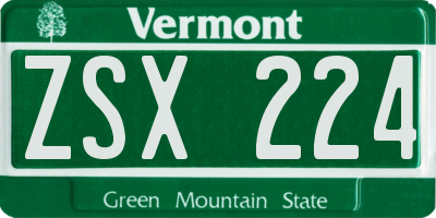 VT license plate ZSX224