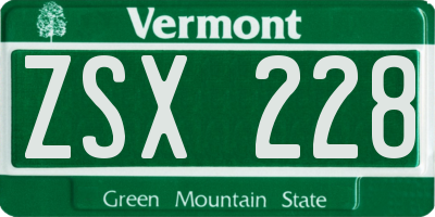 VT license plate ZSX228