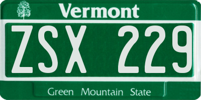 VT license plate ZSX229