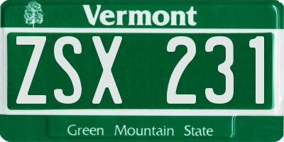 VT license plate ZSX231