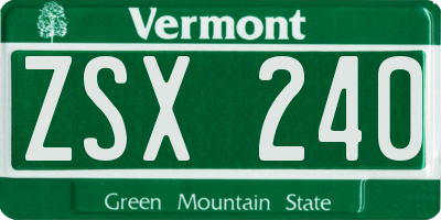 VT license plate ZSX240