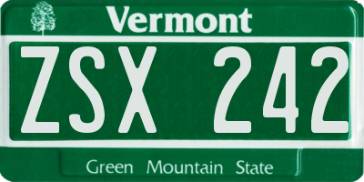 VT license plate ZSX242