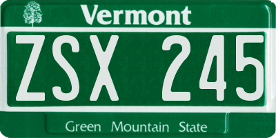 VT license plate ZSX245