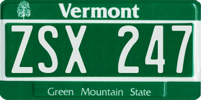 VT license plate ZSX247