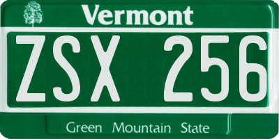 VT license plate ZSX256