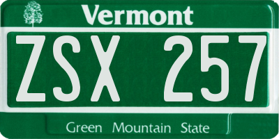 VT license plate ZSX257