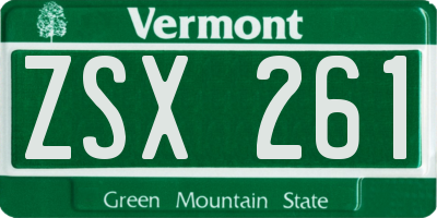 VT license plate ZSX261