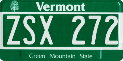 VT license plate ZSX272
