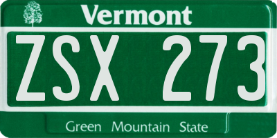 VT license plate ZSX273