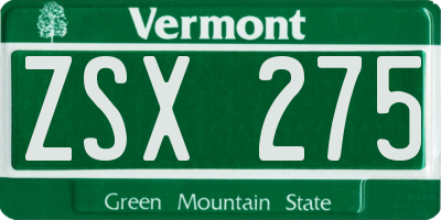 VT license plate ZSX275