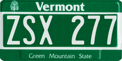 VT license plate ZSX277