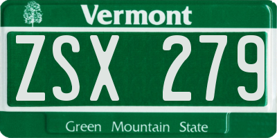 VT license plate ZSX279