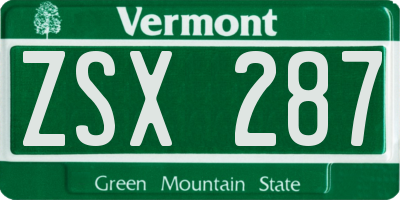 VT license plate ZSX287