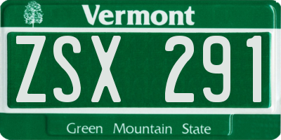 VT license plate ZSX291