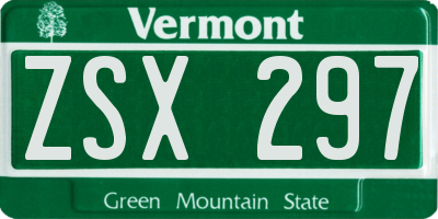 VT license plate ZSX297