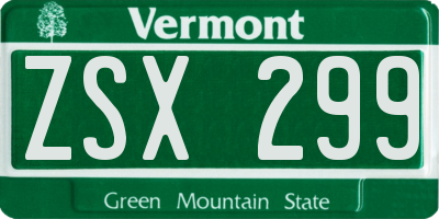 VT license plate ZSX299