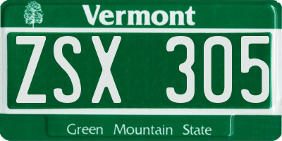 VT license plate ZSX305