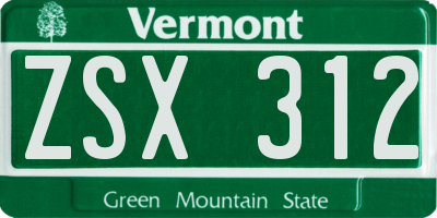 VT license plate ZSX312