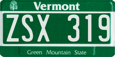 VT license plate ZSX319