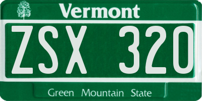 VT license plate ZSX320