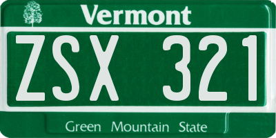 VT license plate ZSX321