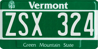 VT license plate ZSX324