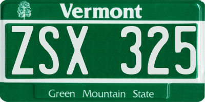 VT license plate ZSX325