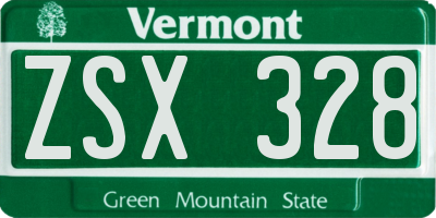 VT license plate ZSX328