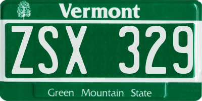VT license plate ZSX329