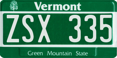 VT license plate ZSX335